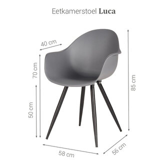 LABEL51 Eetkamerstoel Luca - Grijs - Kunststof