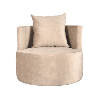 LABEL51 Fauteuil Evy - Zand - Velours - 90 cm